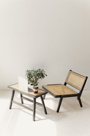 accent chair with cane webbing.