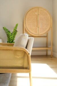 cane and wood armchair