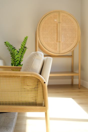 cane and wood armchair